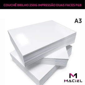 PAPEL | COUCHÊ BRILHO | 250G | A3 | FRENTE E VERSO 1X1 P&B