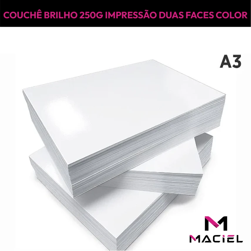 PAPEL | COUCHÊ BRILHO | 250G | A3 | FRENTE E VERSO 4X4